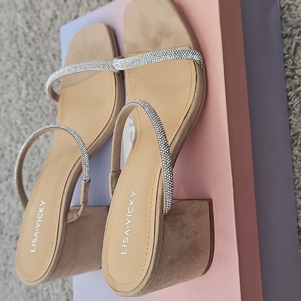 Lisa Vicky Mood Pave' Nude and Silver Heels NIB Size 7.5 - Picture 5 of 8